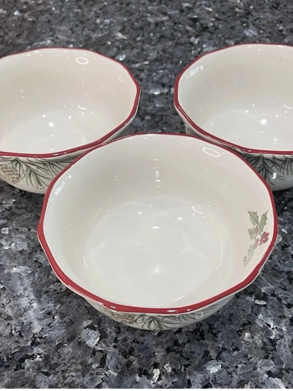 BH&G Christmas Bowls Heritage Collection Winter Forest Set of 3 5.75”